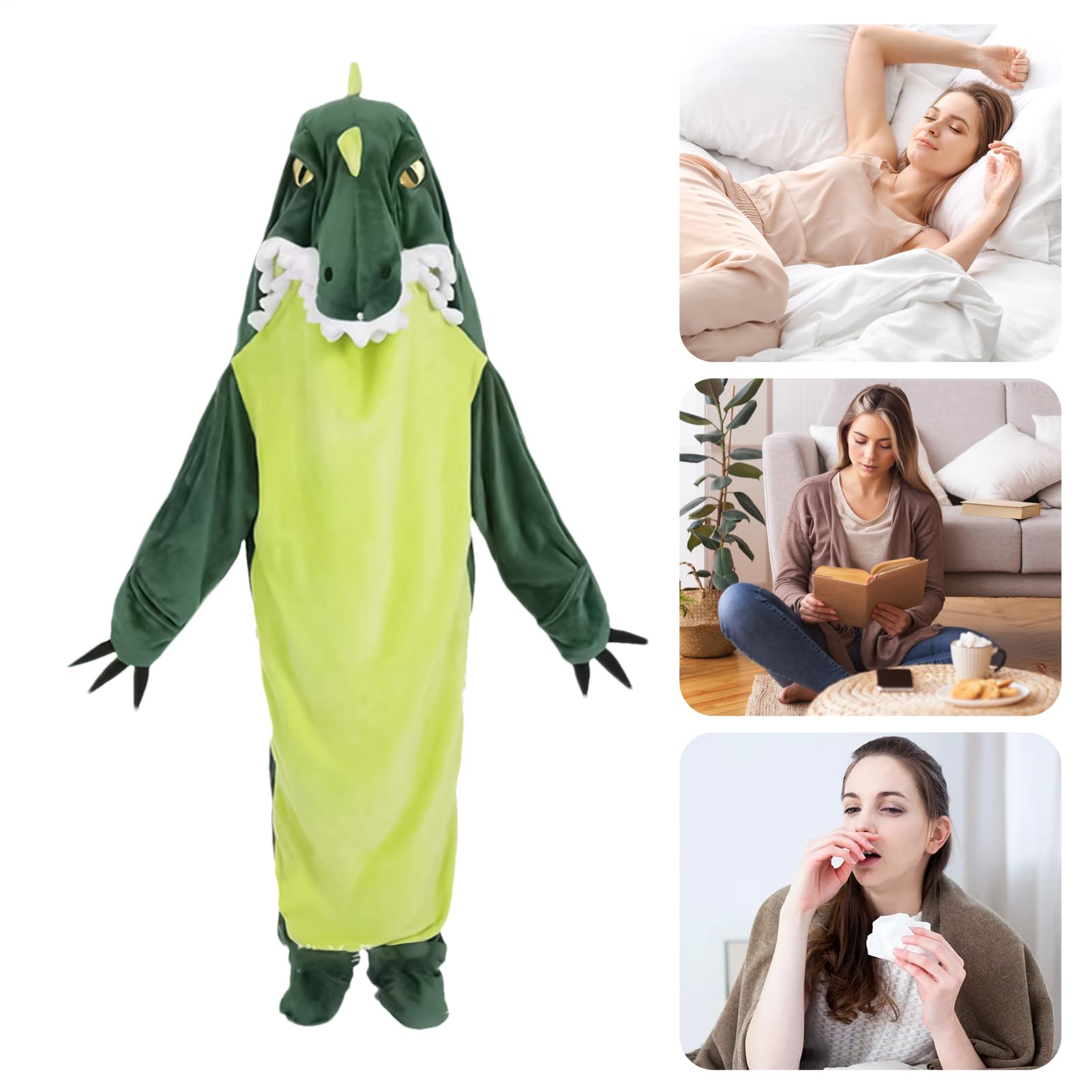 Piżama Dinozaur Luźny Fitting Urocza Odzież Nocna | Dla Dorosłych Bluza Z Kapturem Dinozaur Kombinezon Podczas Halloween I Bożego Narodzenia Imprez I Parad Dla Kobiet Chłopaków