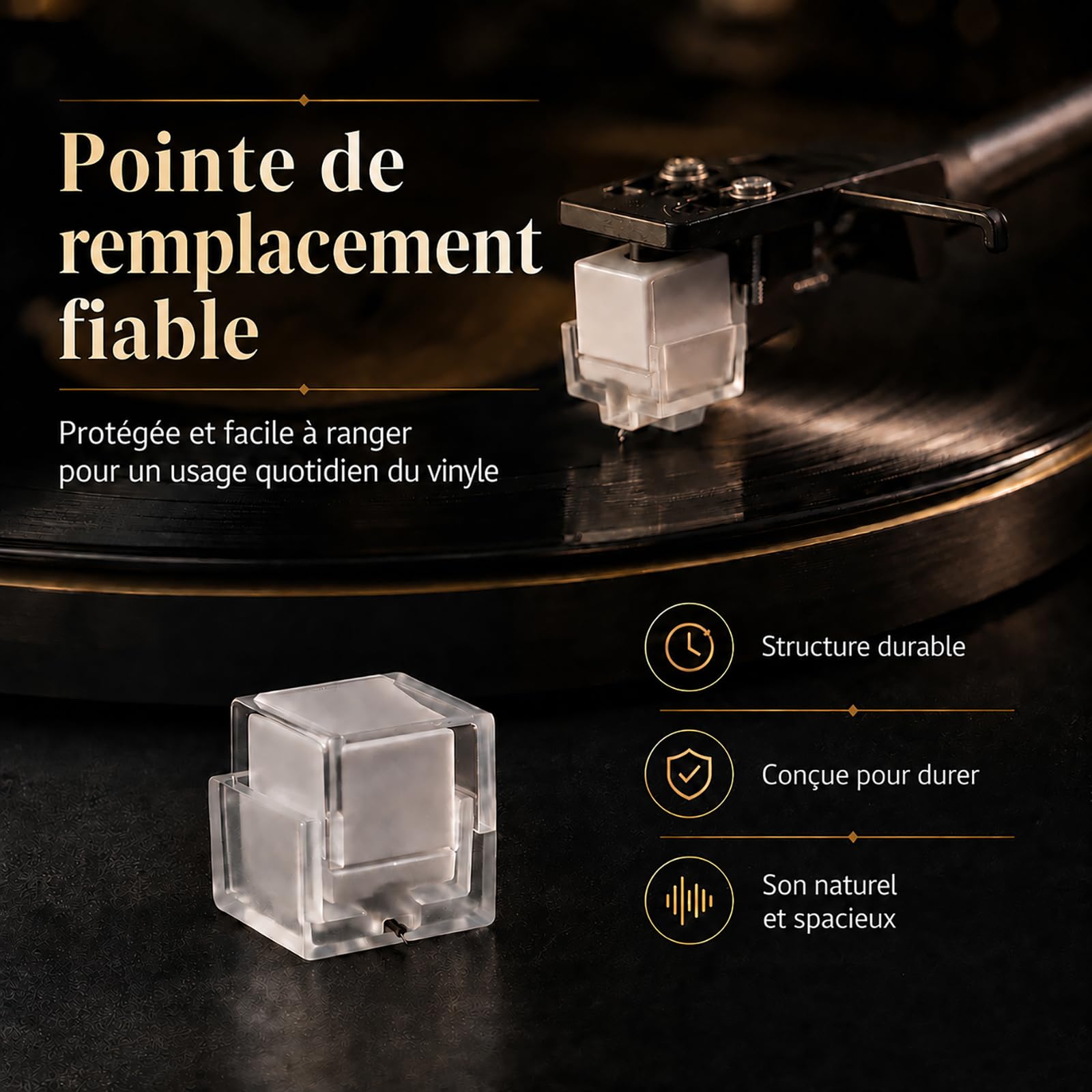 Stylet de Remplacement Compatible AT3600L, Aiguille Diamant pour Platine Vinyle, Accessoire Hi-Fi pour Tourne-Disque LP