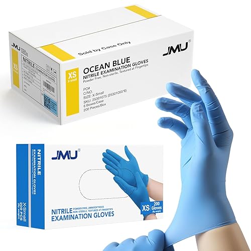JMU 1200 - Guantes de nitrilo a granel, XS, guantes médicos de nitrilo de 3.5 mil, desechables, sin látex, color azul