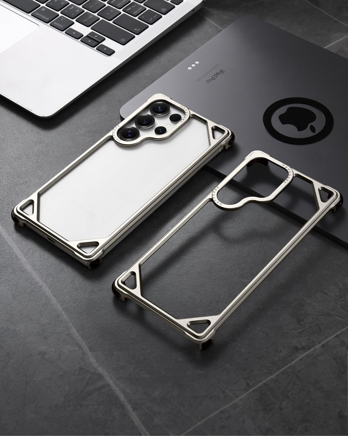 OATSBASF Compatible with Samsung Galaxy S25 Ultra Bumper Case No Back, Aluminum Slim Fit Design, 4 Corner Shockproof Protection, Minimalist Frameless Fast Heat Dissipation (Natural Titanium)
