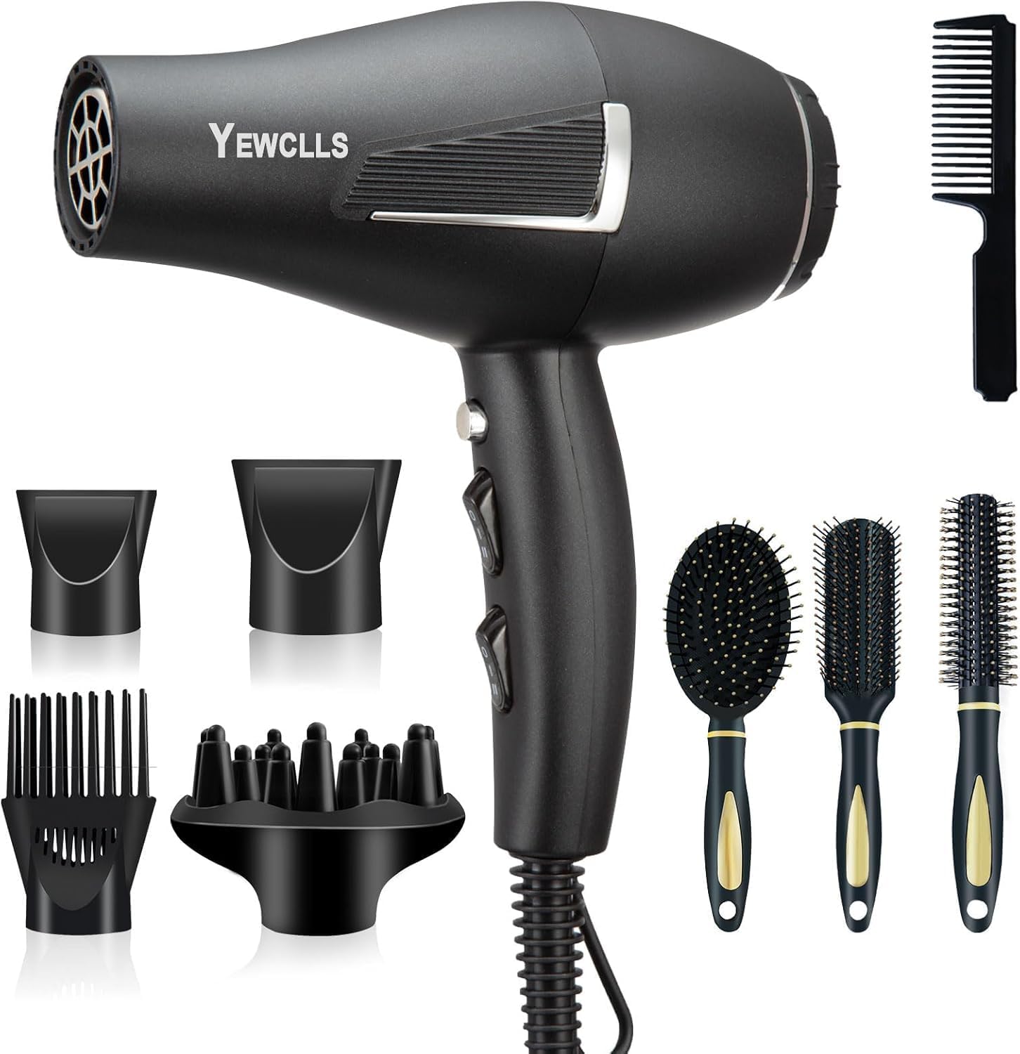 Föhn ionenföhn snel drogen salon 2100 W professionele haardroger 2 snelheden 3 warmte-instellingen 2 concentrator 4 kammen 1 diffuser familie salon krultang krultang met koude knop (zwart)