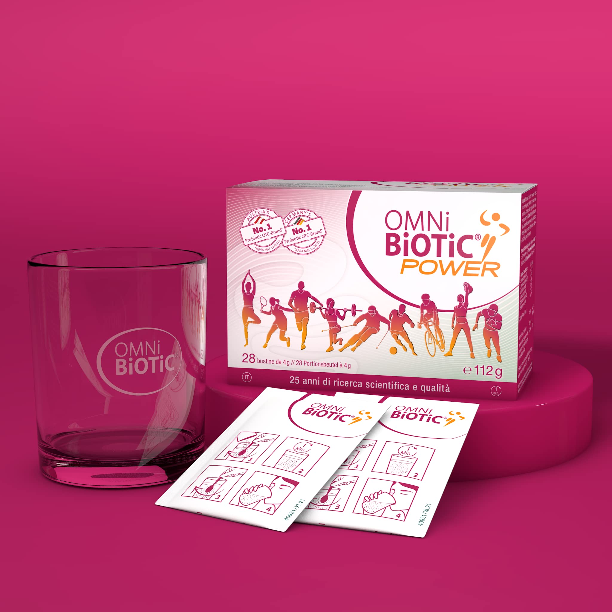 OMNi BiOTiC POWER | Polvere | Prebiotici, Probiotici e Magnesio | Integratore Alimentare con Prebiotici, Probiotici e Magnesio | VEGANO| 28 bustine da 4g