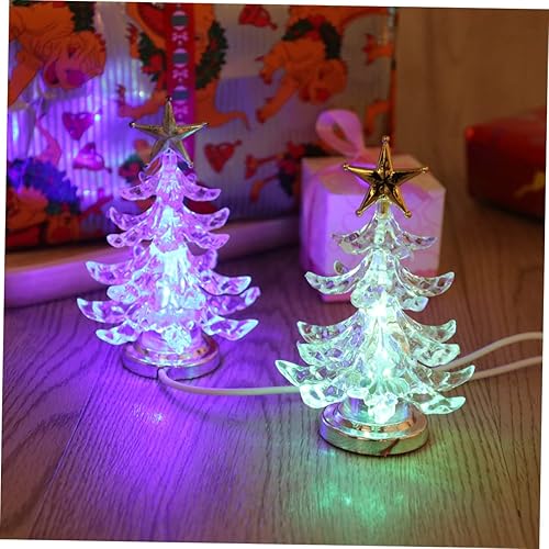 Miniatura 3 de 2 piezas de luz USB de carga para árbol de Navidad LED USB para escritorio, adornos de Navidad, lámpara de mesa, luz nocturna, lámpara de