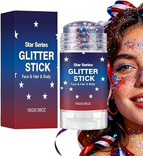 Kroppsglitterstift,Kropp Ansikte Hår Smink,Röd Vit och Blå Glitterstift - För Kvinnor Män Barn Flickor Pojkar Fest Nationaldag Parad Festival Helg
