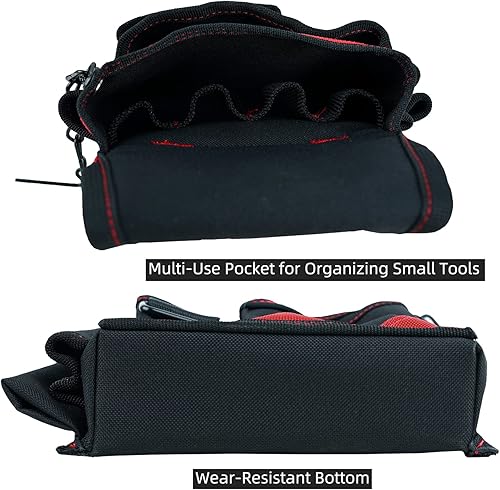 Miniatura 4 de KUNN Bolsa de herramientas para electricista con cinturón de cintura y pequeñas bolsas de herramientas, bolsa de lona con cremallera