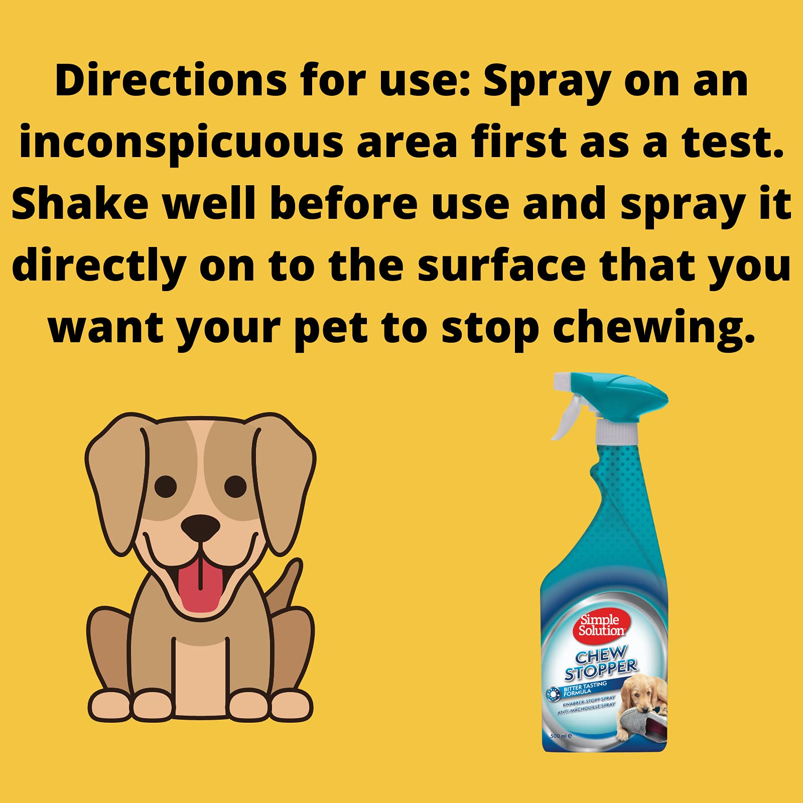 Simple Solution Fast Acting Chew Stopper Spray for Dogs Bitter Taste Anti Chew Formula Helps Prevent Furniture Damage by Chewing Nibbling and Licking Safe Training Aid for Pets 500 ml 1