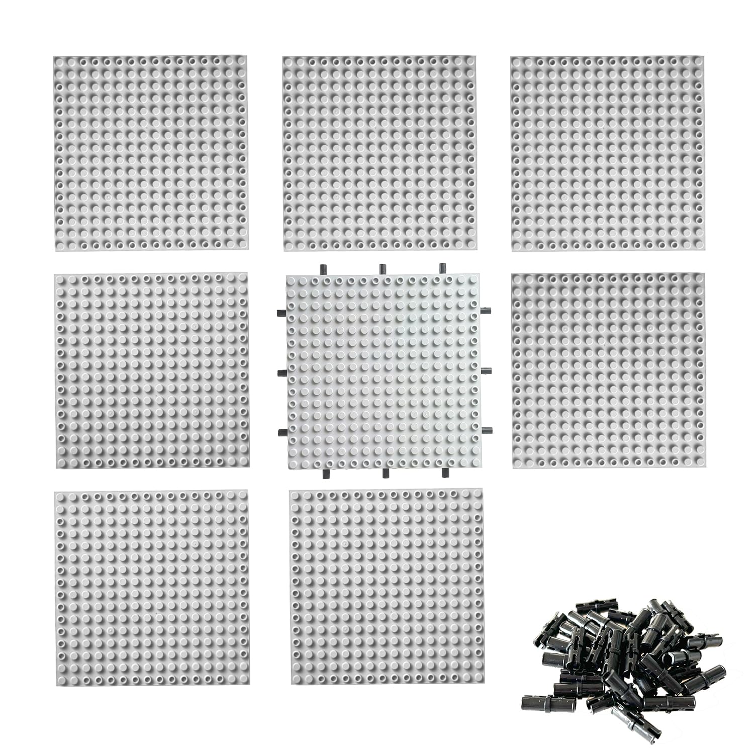 8pcs Base Plates Multipack Classic Baseplate Building Plates for Bricks 16x16 Architectural Panels Create Pixel Paintings & Wall Displays Compatible with Major Brick Brands (Grey)