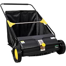 2026 Upgraded 26 Inch Push Lawn Sweeper | 4 Spinning Brushes & Adjustable Height for Deep Cleaning | Large 3.5 cu ft Bag for Leaves, Grass, Debris on Lawns & Driveways 26 Inch,Black