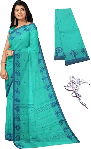NandaVanam Chettinad Cotton Sarees for Women with Blouse | Handloom Sarees for Women With Tree Border | Daily use and All ...