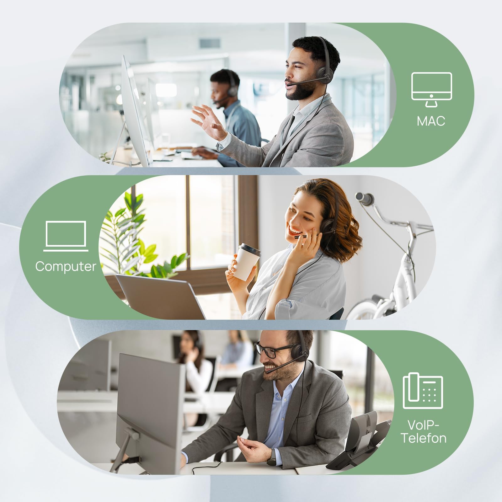 Yealink Cuffie stereo UH34 USB con microfono – Cuffie stereo con cancellazione del rumore, cuffie professionali da lavoro VoIP telefono computer call center ufficio