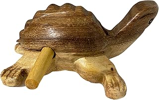 Wooden Turtle Percussion Instrument, Musical Guiro Scraper, Hand-Carved Design