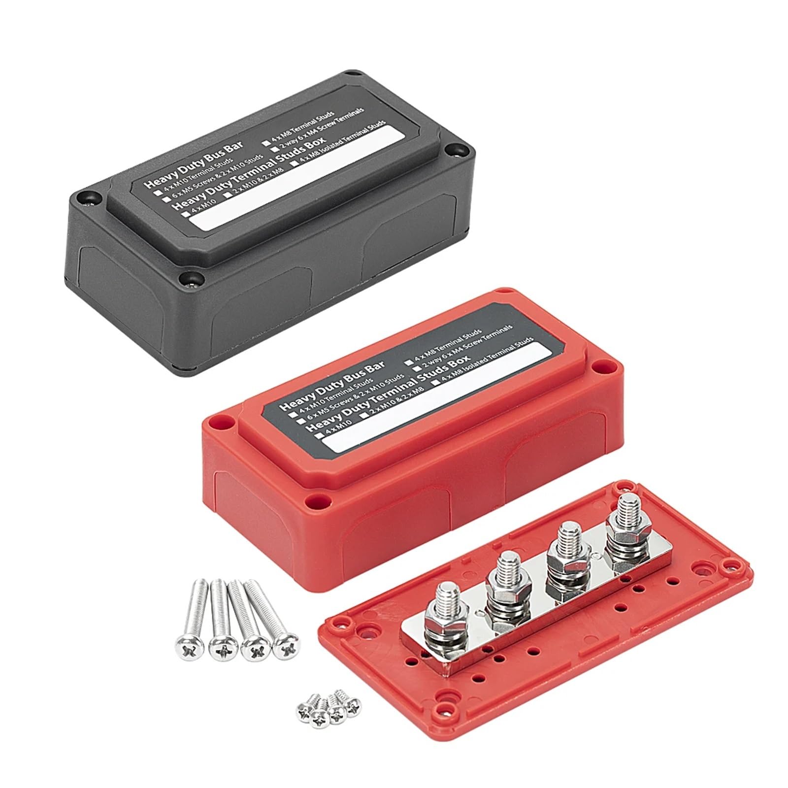 Bloc de Distribution d'énergie Robuste for Barre Omnibus 300A, Conception Module boîte Barres avec 4 Goujons terminaux M8 (5/16 ") for Voiture, Camping-Car, Bateau