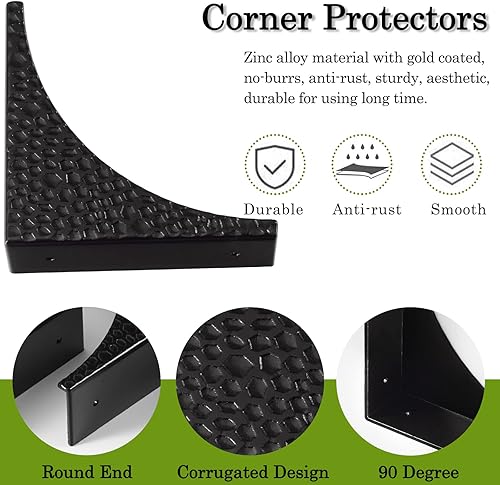 Miniatura 3 de Protectores de esquina de metal negro decorativo de madera, protectores de esquina de caja de 2.56 pulgadas, esquinas de mesa de metal, soportes de