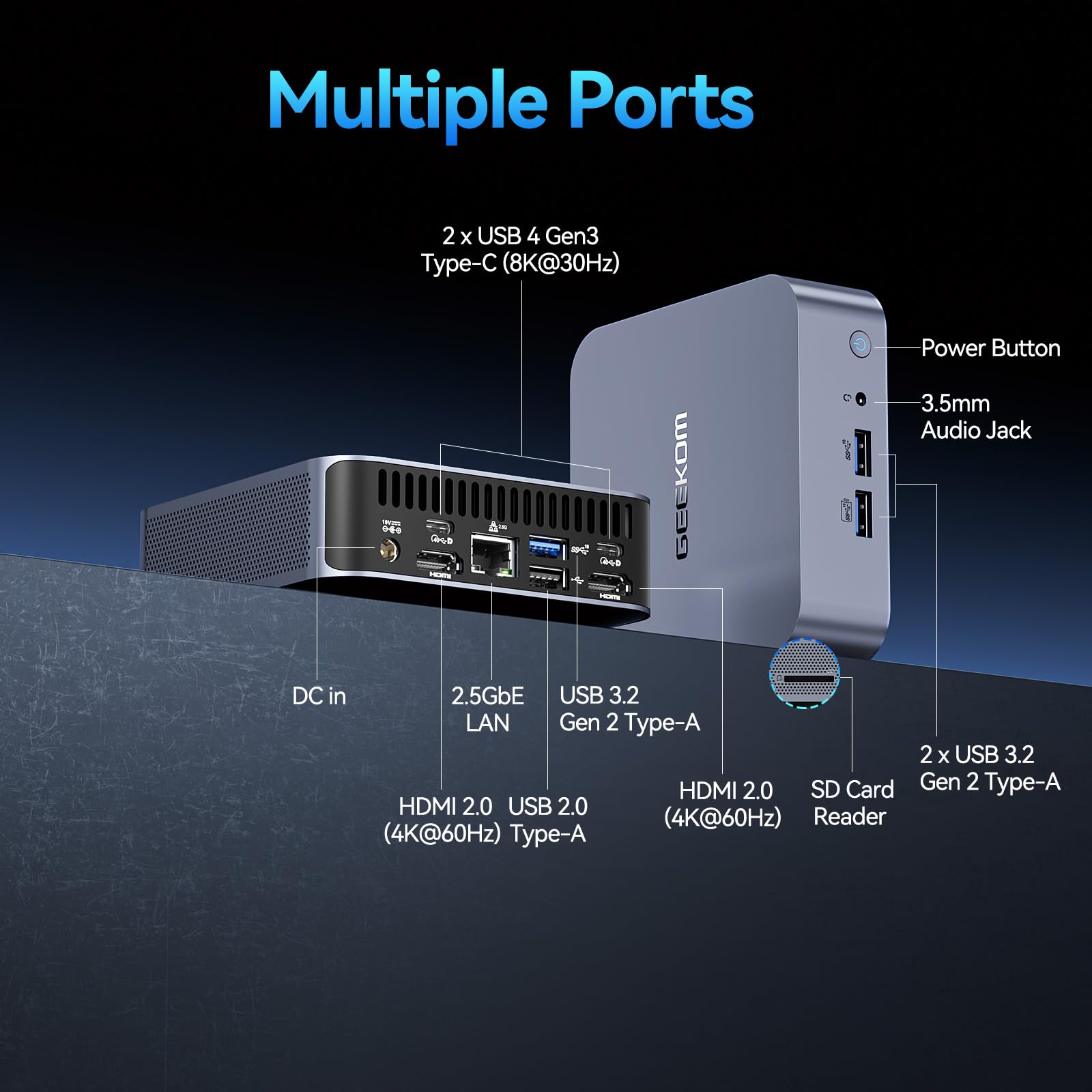 GEEKOM GT12 Mini PC Intel Core i9-12900H Processore(14 Core, 20 Threads, fino a 5.0GHz), 32GB DDR4 1TB SSD, Mini PC Windows 11 Pro |Wi-Fi 6E |Bluetooth 5.2|USB4|8K