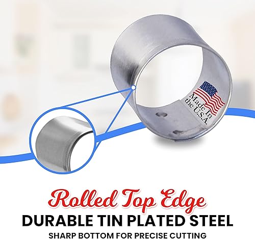 Miniatura 4 de Foose Brand Round Circle - Cortador de galletas de acero estañado de 1 pulgada, molde redondo para galletas