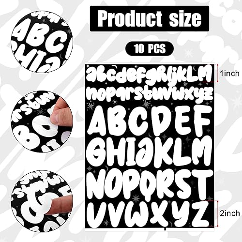 Miniatura 2 de 520 calcomanías de vinilo del alfabeto, 10 hojas de 1 pulgada y 2 pulgadas, calcomanías autoadhesivas de letras mayúsculas para manualidades,
