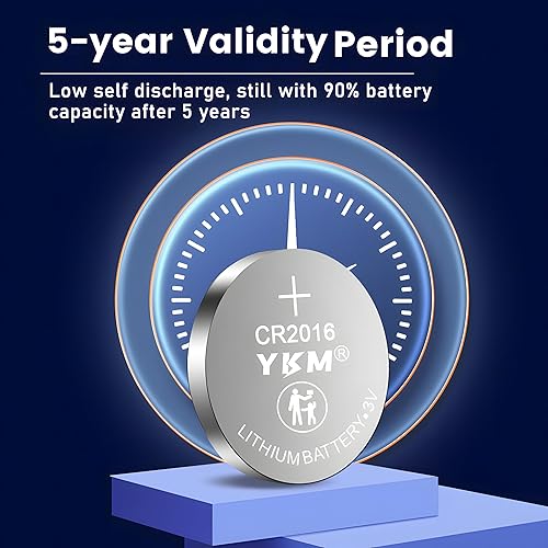 Miniatura 5 de YKM 40 Pack CR2016 Battery Long Lasting 2016 3V Lithium Battery for Car Remote Key Fob Watch Garage Door Opener Button Coin Battery