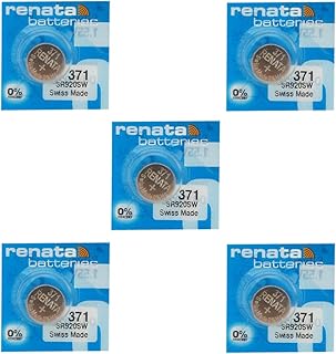 5PC Renata 371 SR920SW 0% Mercury Silver Oxide 1.55V Coin Cell Batteries - Swiss Made
