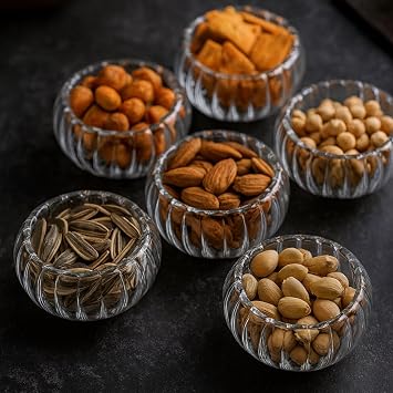 6’ Glass Bowl Set – Heat Resistant, 6 Cm Diameter, Multi-Purpose Stylish Presentation Bowls For Snack, Sauce, Dessert and Tea Side Treats