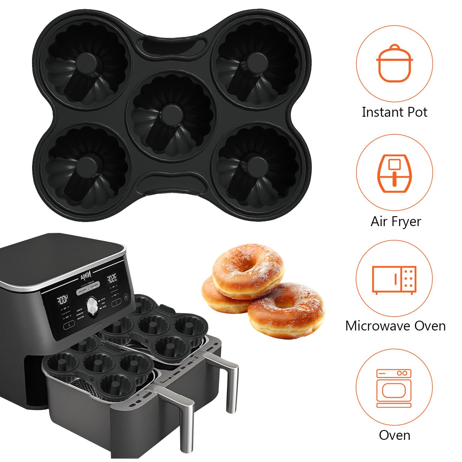 Accessoires Air Fryer,2 Pièces D'Insertion De Gaufres Pour Ninja Af300Eu,Af400Eu,Af451Eu,Sl400Eu