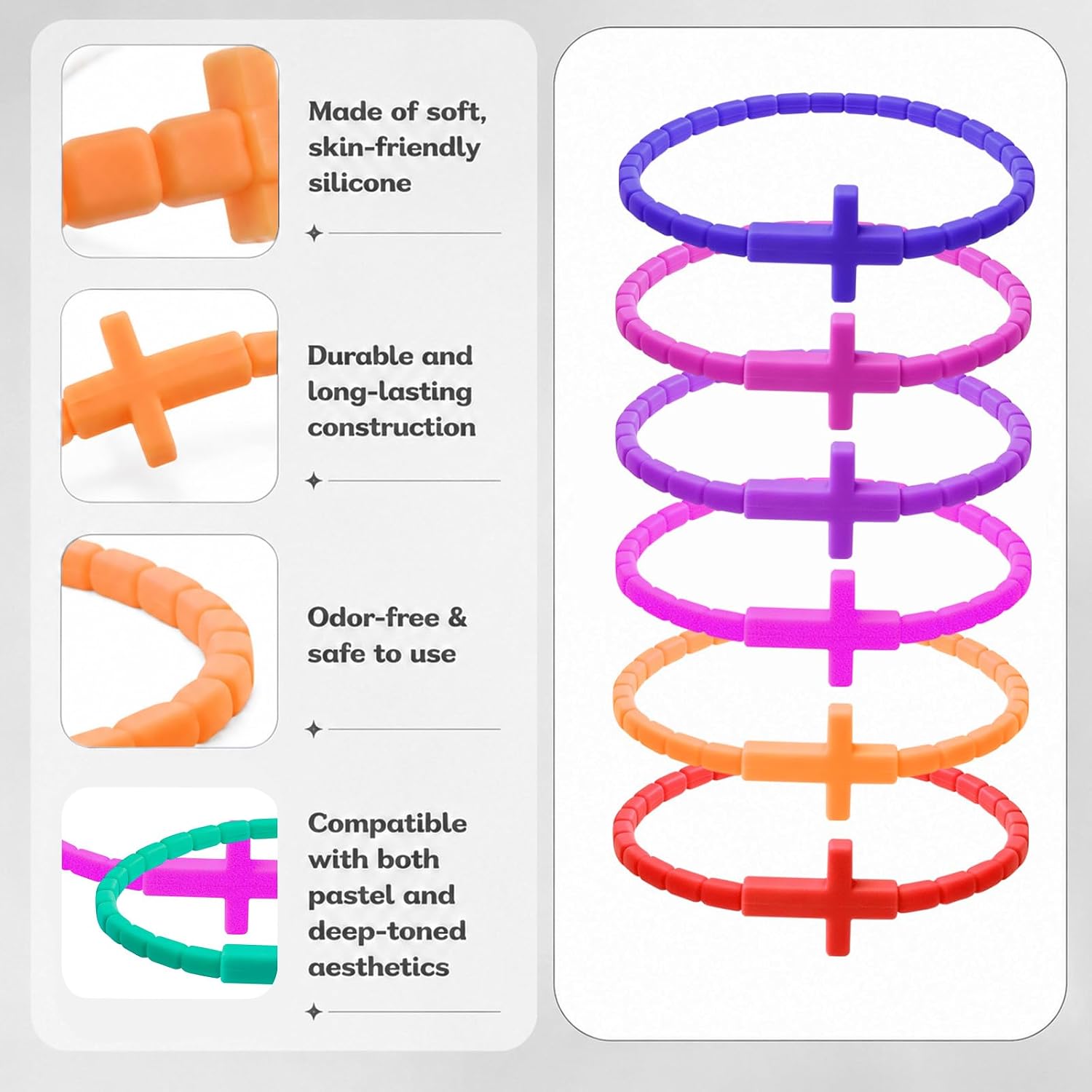 20pcs Silicone Cross Shaped Bracelets
