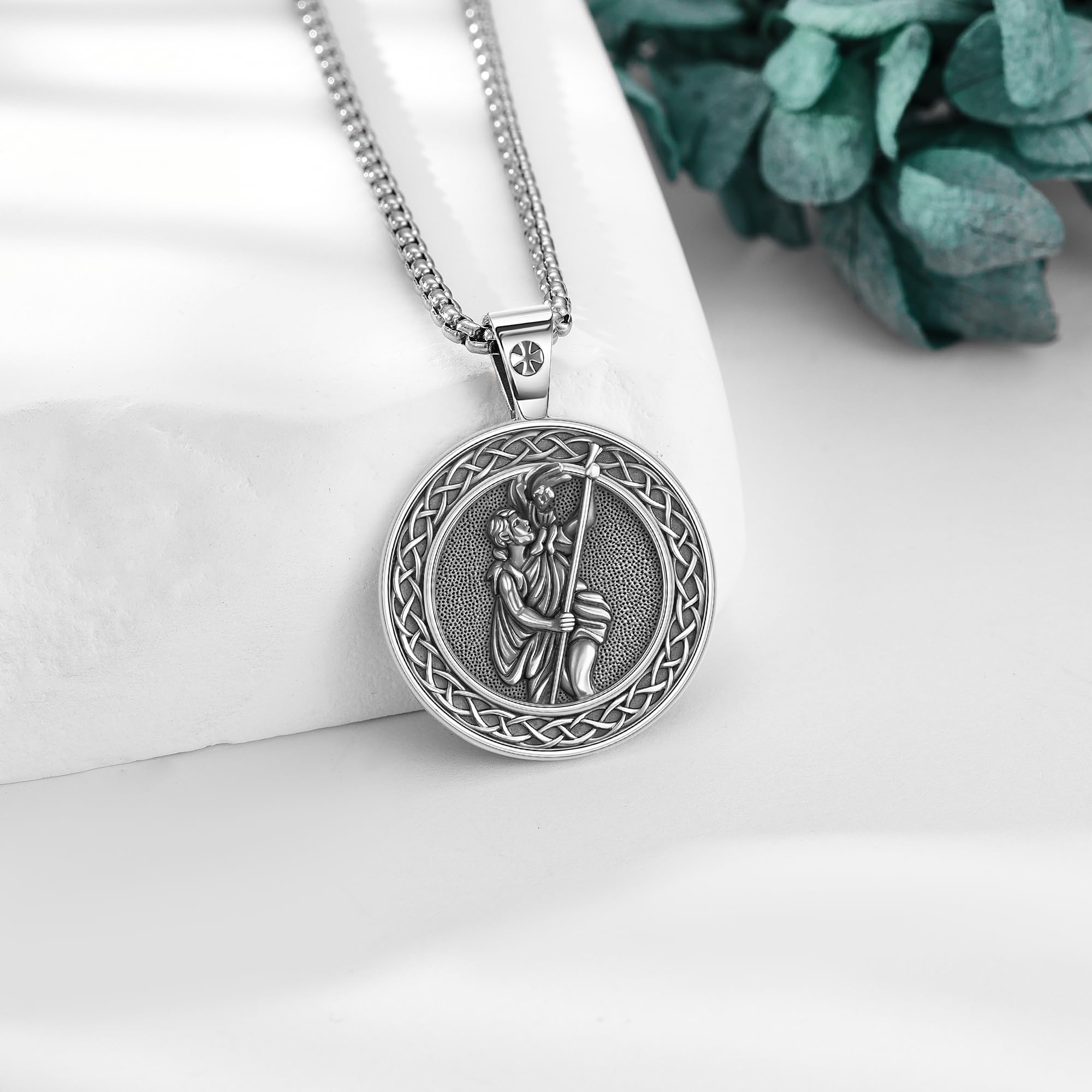 URONE Halskette Mit Heiligem Christophorus 925er Sterlingsilber Anhänger Mit St. Christophorus Medaille Religiöser Schmuck Geschenke Für Männer Und Frauen