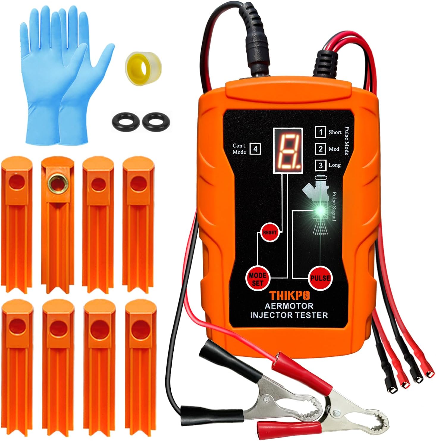 Fuel Injector Tester and Cleaner Tool Kit, DIY Cleaning Tool Kit, 8 Pulse Modes for Injector Tester, 2 Fuel Injectors Simultaneously Test, 4 Size Cleaning Adapters, 12V/5V Output Power