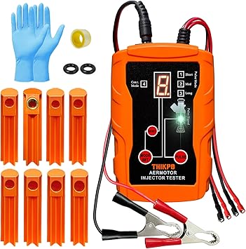 Fuel Injector Tester and Cleaner Tool Kit, DIY Cleaning Tool Kit, 8 Pulse Modes for Injector Tester, 2 Fuel Injectors Simultaneously Test, 4 Size Cleaning Adapters, 12V/5V Output Power