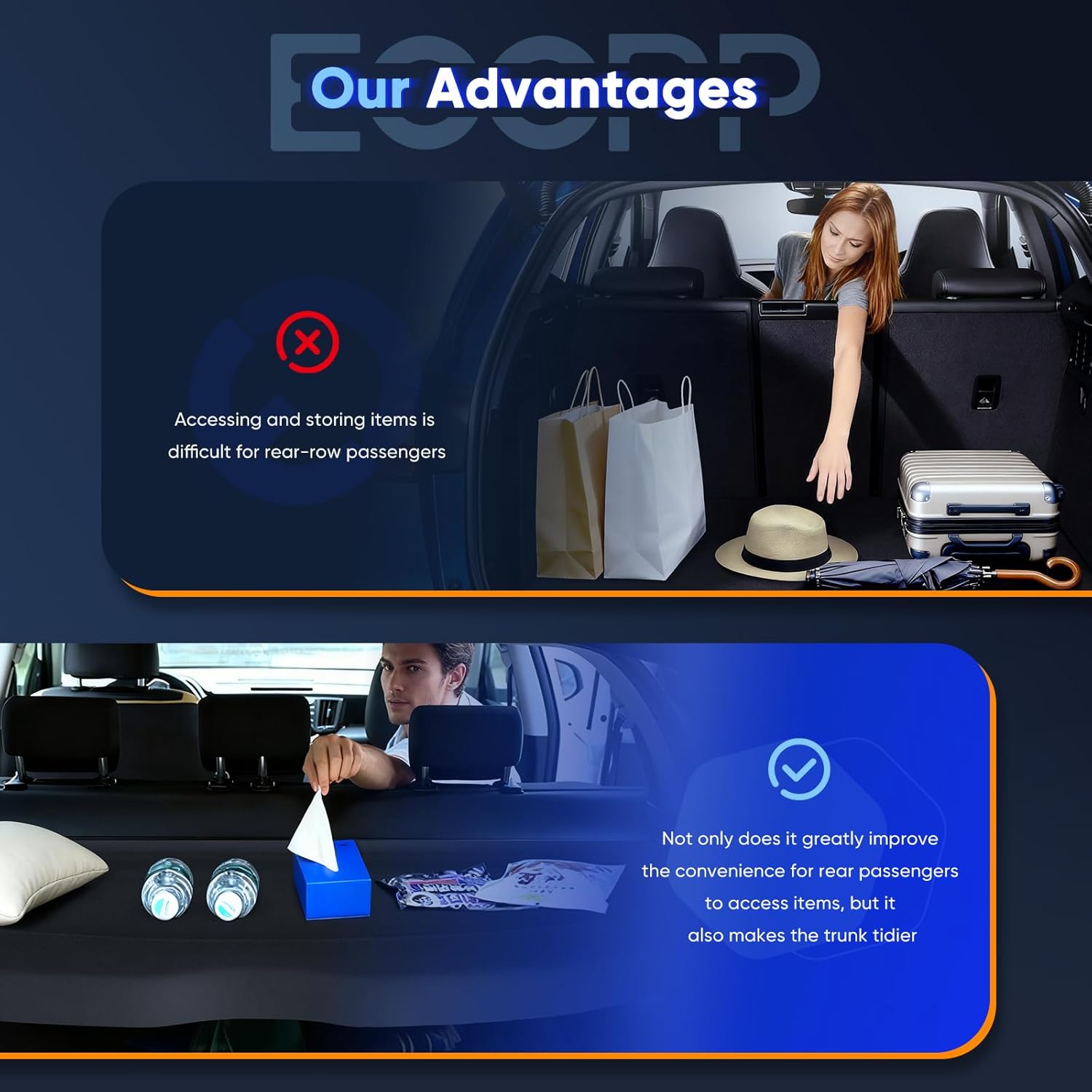 ECCPP Cargo Cover 2013-2016 for Buick Encore 1.4L SUV Rear Trunk Cover Shade Luggage Tonneau Security Cover