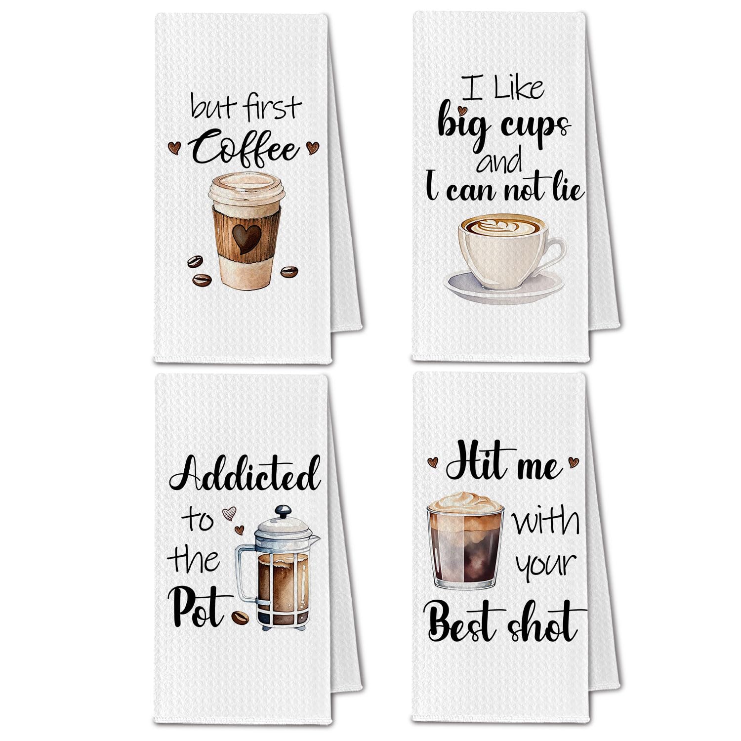 ChissNook Coffee Kitchen Towels, Coffee Lover Gifts Dish Tea Towels Drying Cloth for Kitchen Cafe Shop Station Bar Decor, Gifts for Caffeine