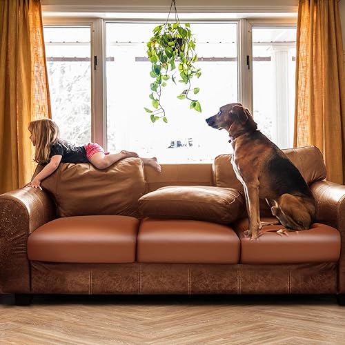 Miniatura 6 de Fuloon Fuax - Funda de cojín de piel sintética para sofá, funda elástica impermeable para sofá, funda de asiento de silla de caravana, repuesto de