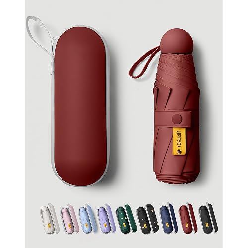 Compact Travel Umbrella - 7.5 in Folded, Lightweight Pocket Size with Case