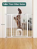 Vista 2 de Babelio Puerta de bebé mejorada de 36 pulgadas de alto con puerta para gato, puerta de perro duradera de 29 a 43 pulgadas de cierre automático