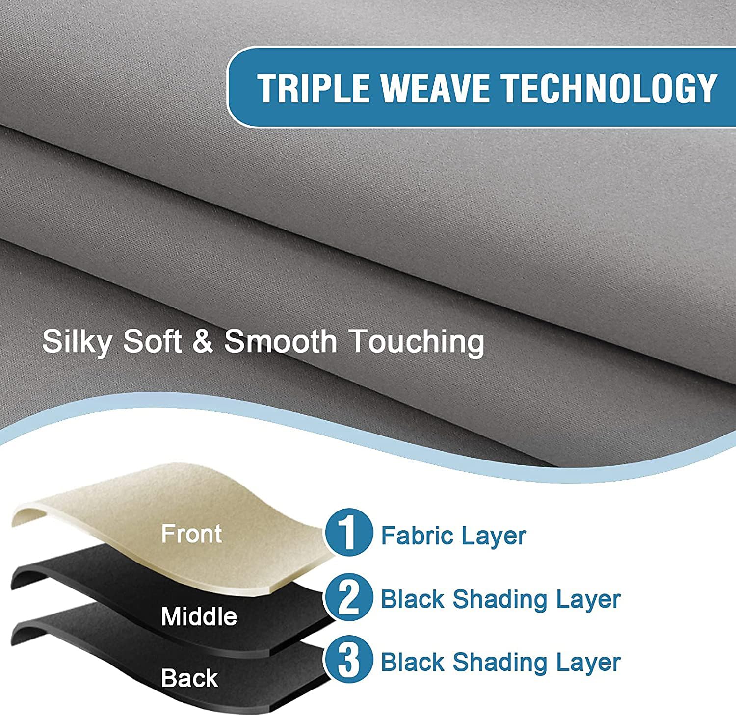 H.VERSAILTEX 100% Blackout Curtains for Bedroom Thermal Insulated Blackout Curtains 63 inch Length Heat and Full Light Blocking Curtains for Living Room with Black Liner 2 Panels Set, Dove Gray