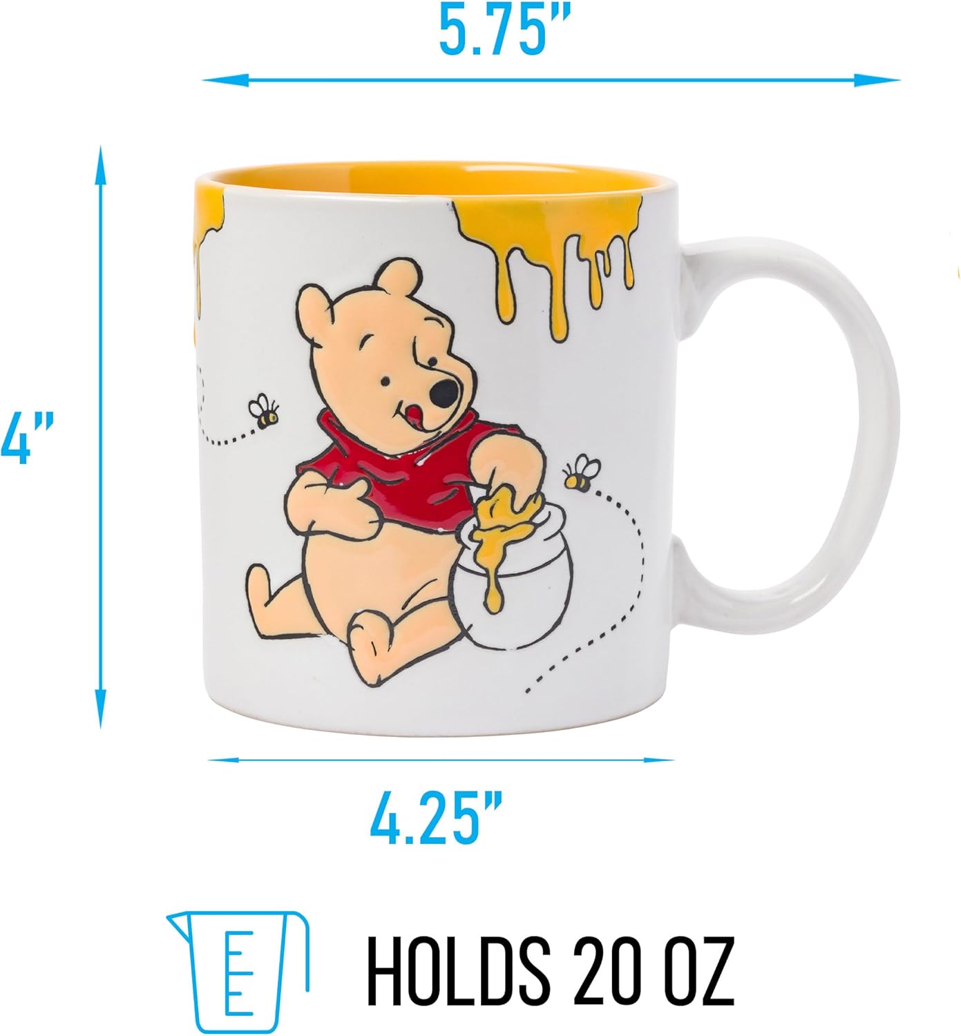 Silver Buffalo Winnie the Pooh Happy Face Bees Wax Resist Ceramic Mug, 20 Ounces - Image 2