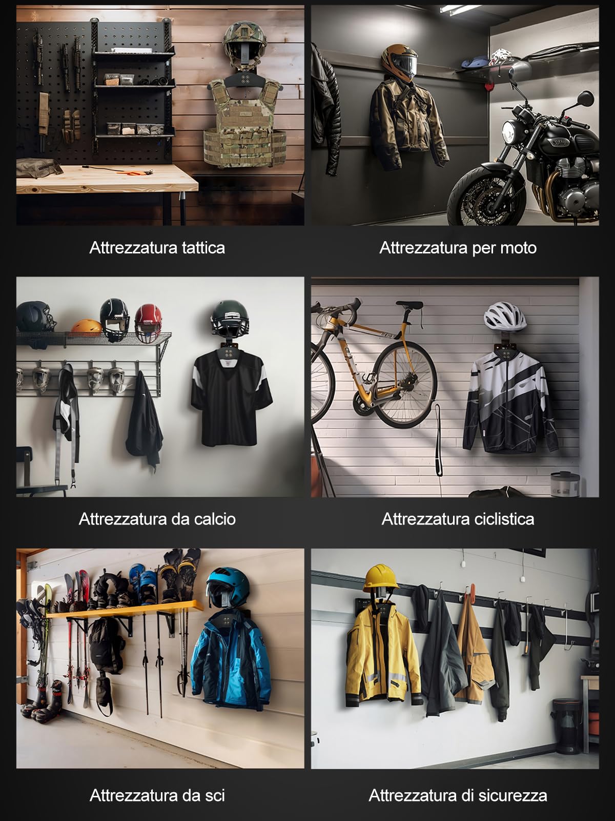 OneTigris Porta Casco Moto Muro per Gilet Tattico, Versatile e Compatto per Stoccaggio Esposizione di Caschi, Bicicletta, Ciclismo, Supporto per Piastra e Casco, Crochet per Veste e Accessori