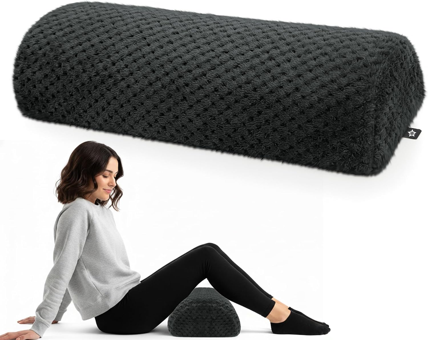 SPRING SEAON Half Moon Bolster Knee Pillow for Back Sleeping Memory Foam Leg Pillow for Ankle and Foot Comfort Under Knee Pillow for Side Sleepers Machine Washable Cover(17" x 7.5" x 4.3")