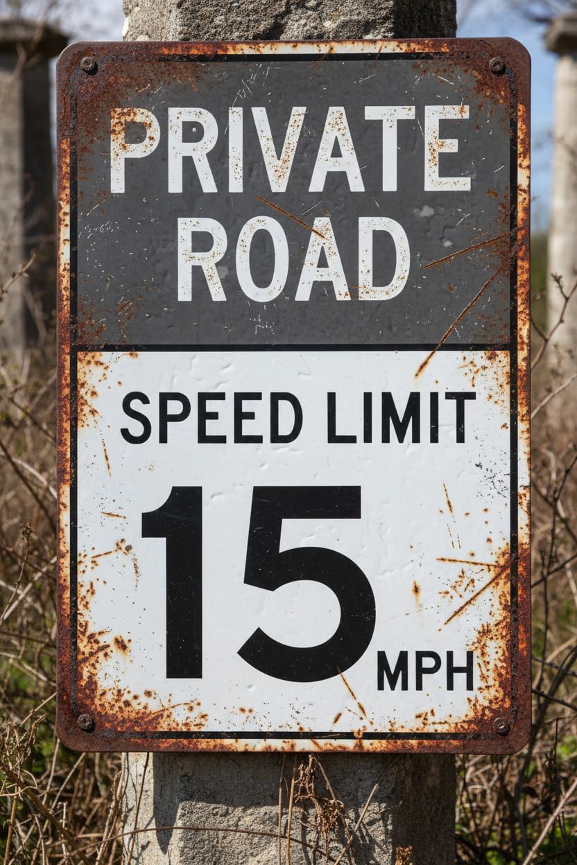 Wall Decor Private Road Speed Limit 15 Mph Sign. 8x12Inch Metal. Help Keep Speeds Down In Neighborhoods. Vintage Signs Aluminum Plates Printed