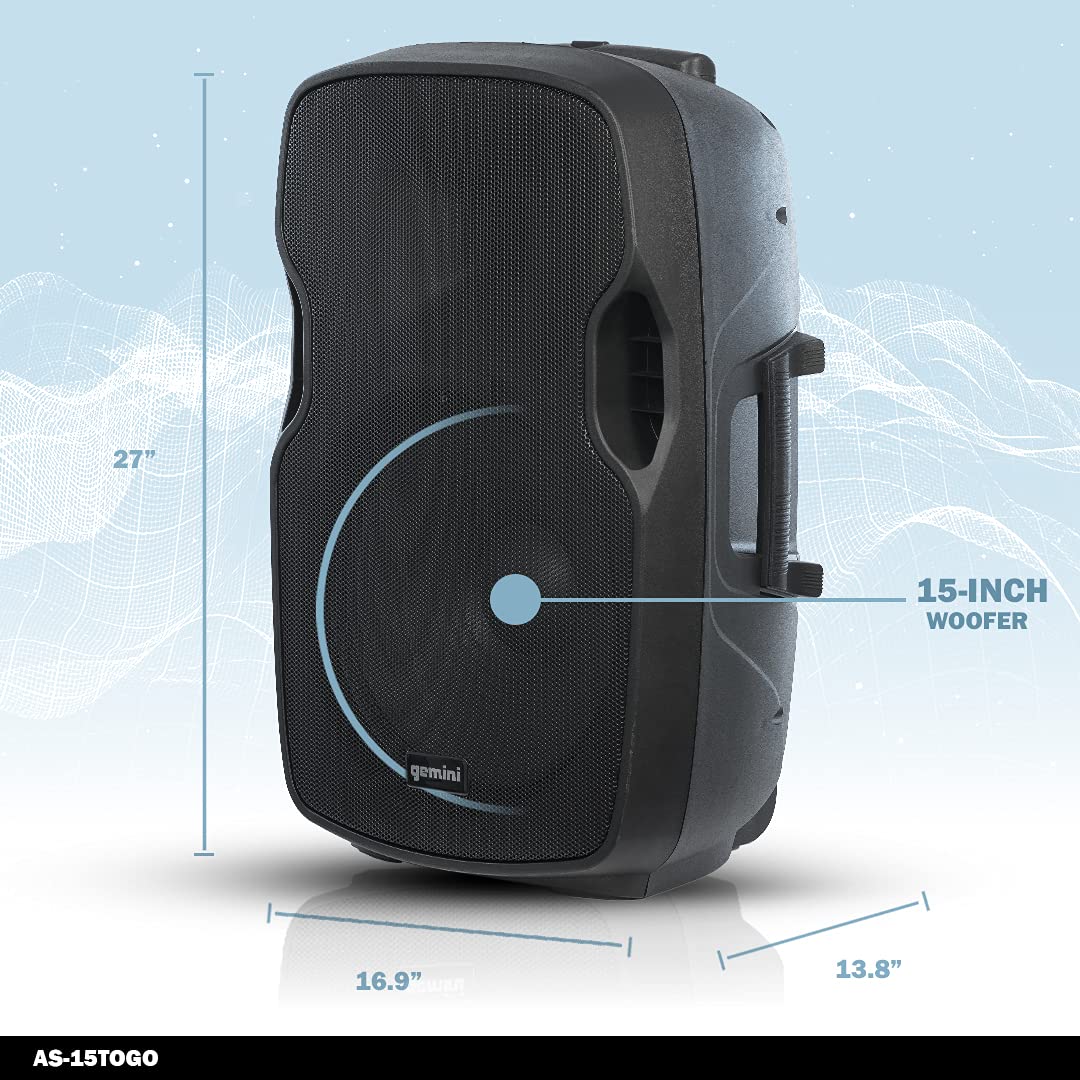 Buy Gemini Sound AS15TOGO Active 2000 Watts 15" Inch Woofer Wireless Battery Powered Portable