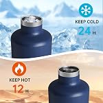 1.75L Insulated Water Bottle Stainless Steel with Storage Bag | Double Wall Bouteille d'eau Isotherme | Leak Proof & Non-BPA Metal Bottle for Camping and Outdoor Sport(Dark blue)