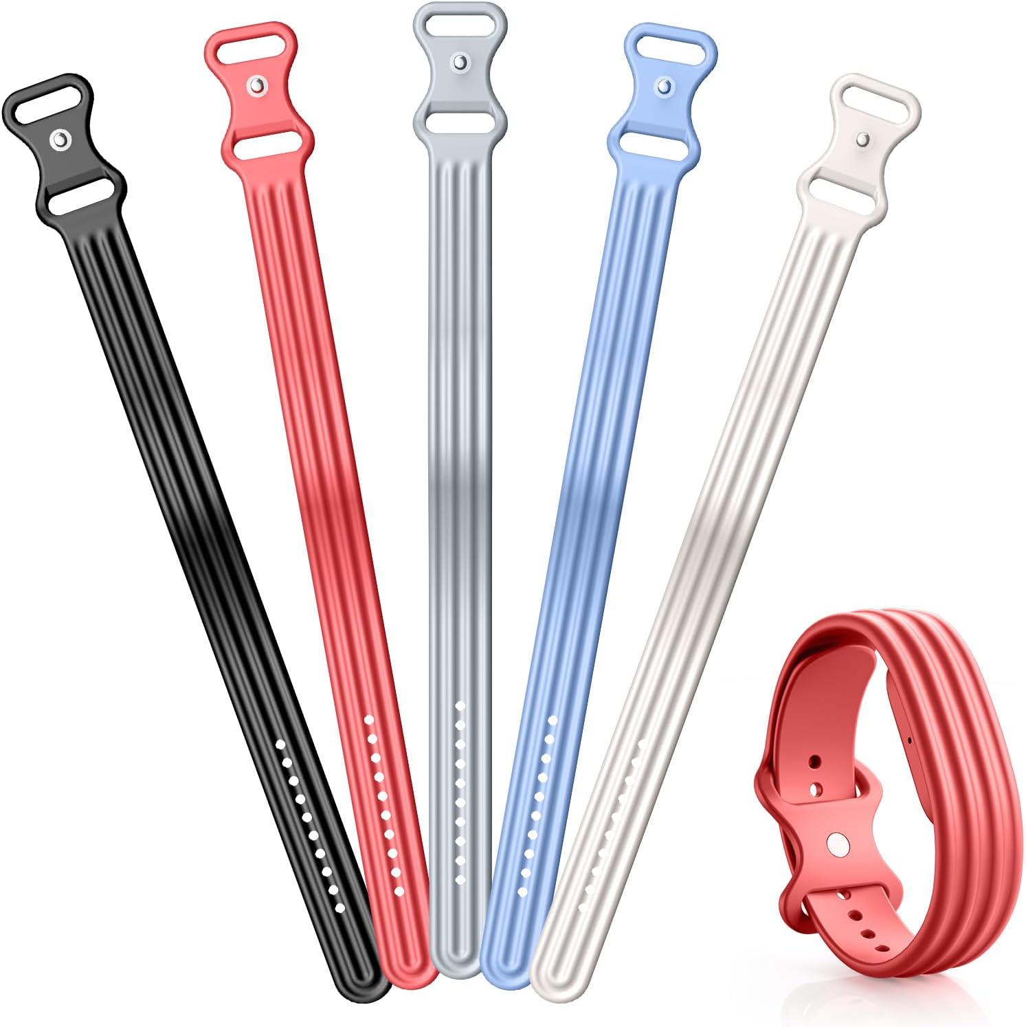 TiMOVO Replacement Active Band Compatible with Fitbit Air 5 Pack, Silicone Soft Breathable Straps for Women Men, Small/Large
