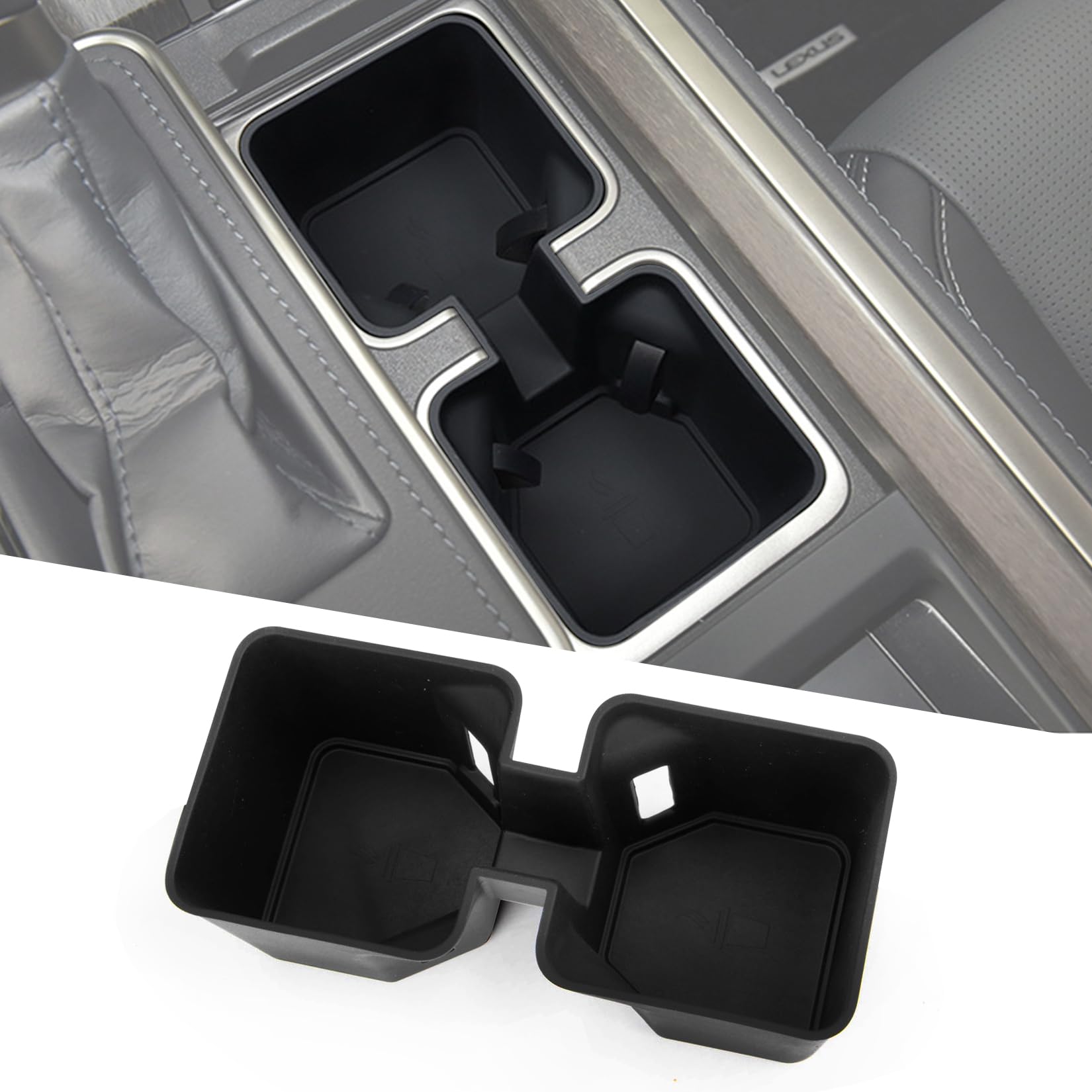 Psler Cup Holder Insert Fit for Lexus GX550 GX 550 2024 2025 Center Console Cup Holder for 2024 2025 GX 550 GX-550 Overtrail/Premium/Luxury Silicone Pad Car Interior Accessories