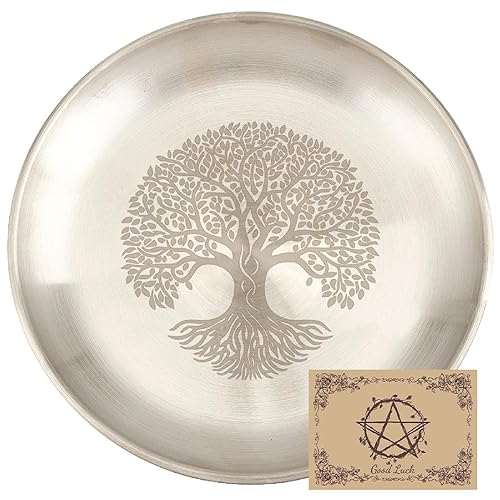 CREATCABIN Tree of Life Offering Bowl Altar Ritual Plate Stainless
