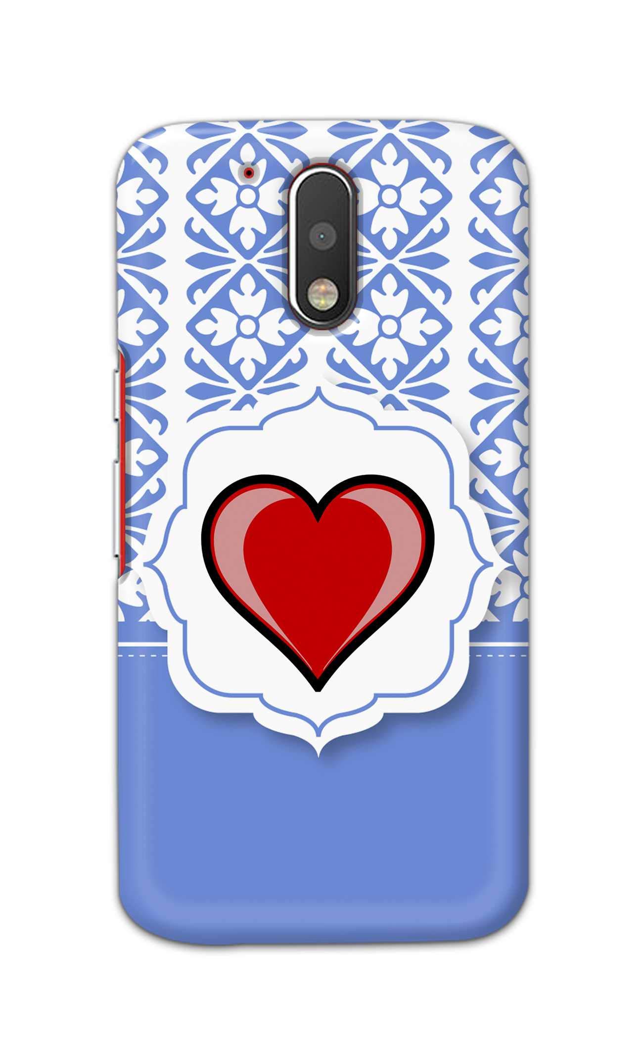 PRINTFIDAA Blue Squares with Heart Designer Case for Motorola Moto G4, Moto G (4th Gen) Back Cover