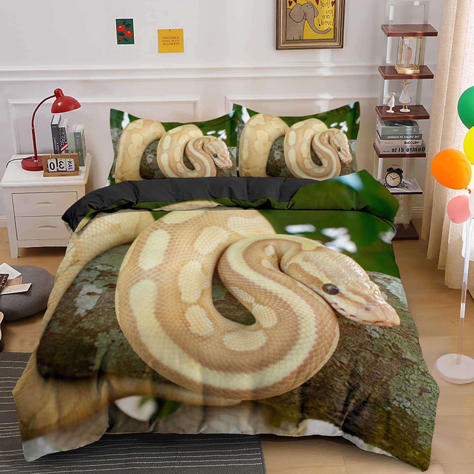 Housse de couette 220x240 serpent jaune pour illuminer votre chambre