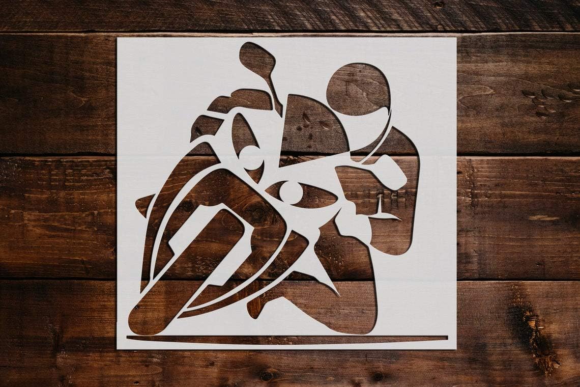 Racing Motorcycle Stencil DIY Reusable Craft and Painting Wall Stencils - 279 (6x6)