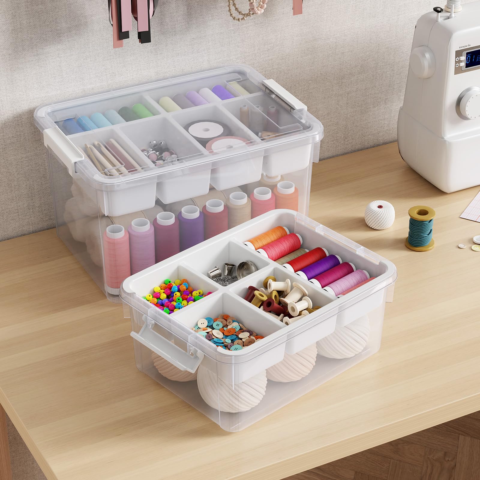 Amazon.com - HOMETUK 40Qt Stackable Storage Bins with Lids & Trays