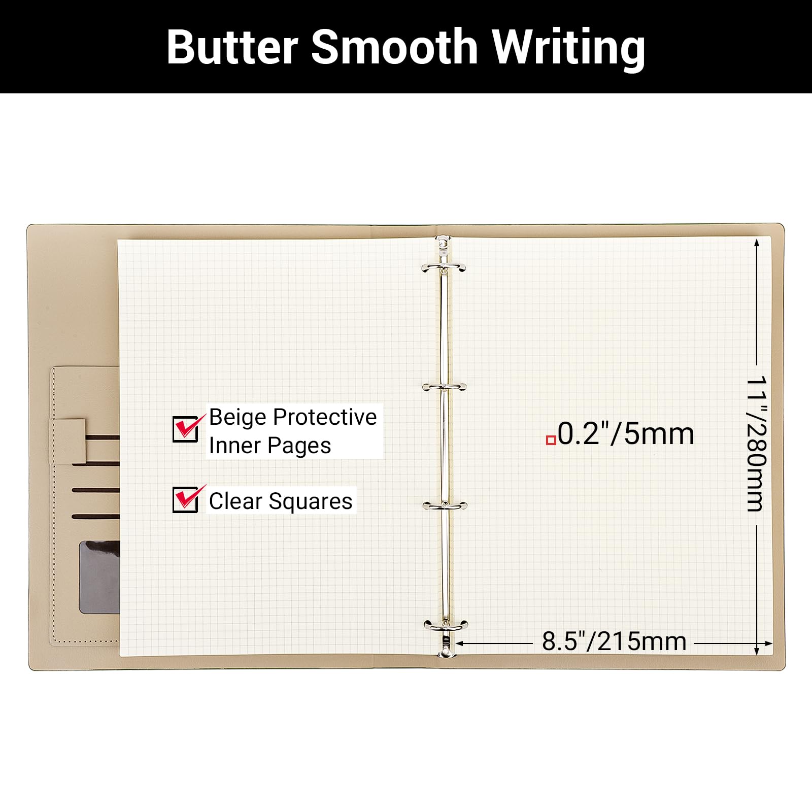 Yarotm Ring Binder Notebook A4-100GSM Squared 5mm Paper Note Book A4-21.5x28cm Spiral Binder Notepads A4 - Image 3
