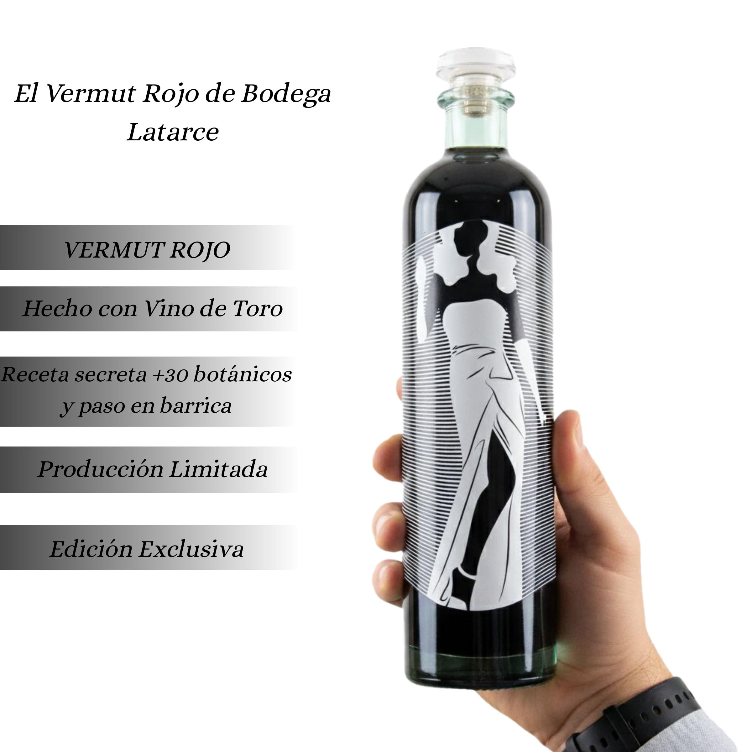 Latarce | Vermut Gilda Rojo y Blanco | Más de 30 Hierbas Aromáticas | Elaborado con Vino de Toro | Pack 2 Botellas 75cl Caja de Madera | Regalo Premium Gourmet