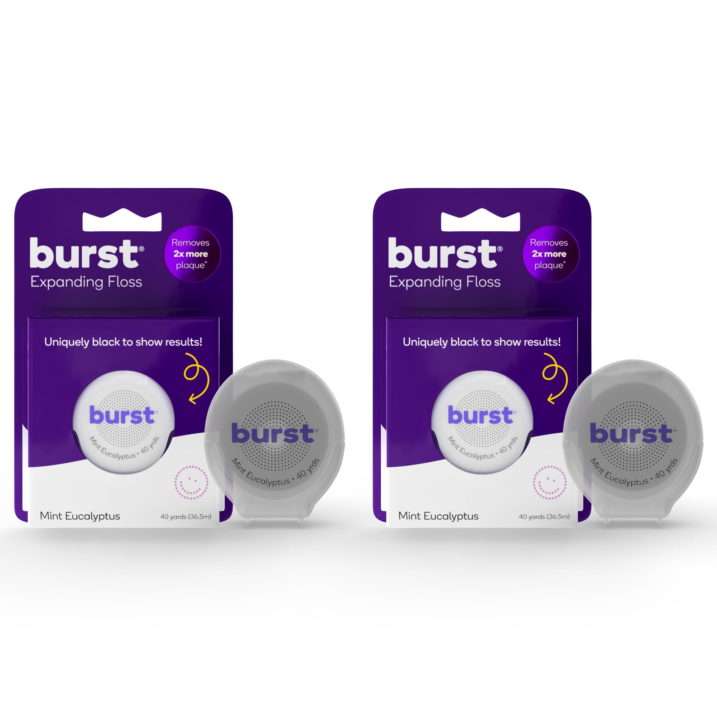 BURST Expanding Dental Floss (Mint Eucalyptus/80 Yards) | Stain Absorbing & Woven with Xylitol Coating to Fight Cavities | Vegan | Paraben Free